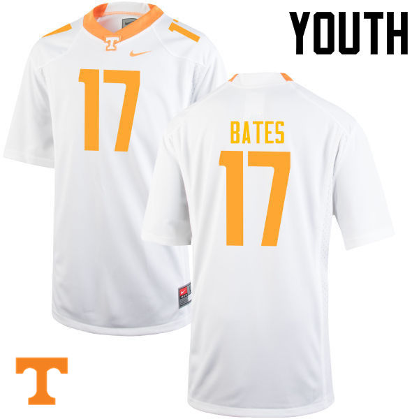 Youth #17 Dillon Bates Tennessee Volunteers College Football Jerseys-White - Click Image to Close